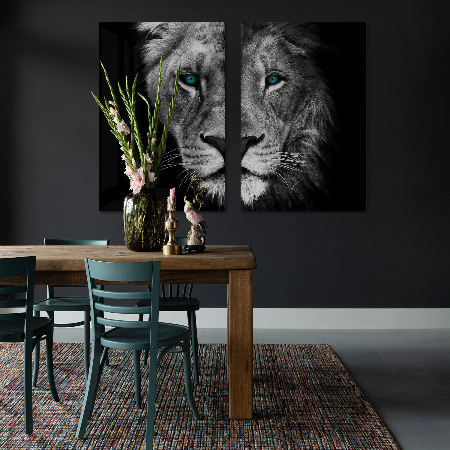 Half Lion + Lioness Head - Grey (2x) Half Lion + Lioness Head - Grey (2x) - Afbeelding 2