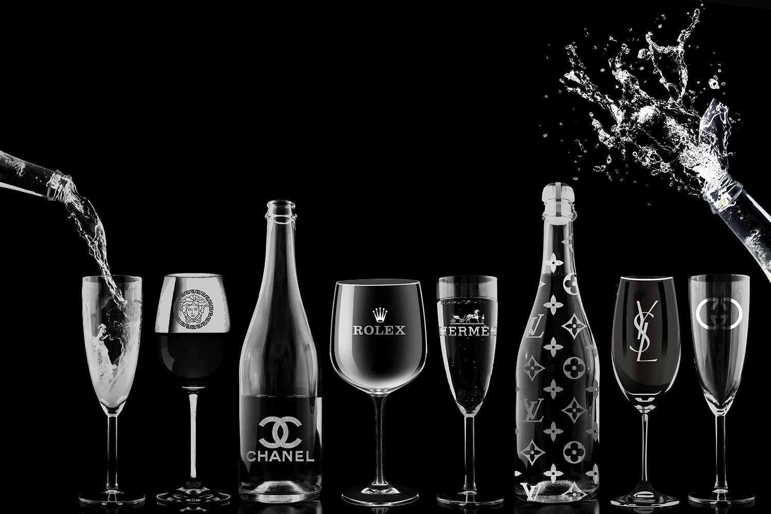 Silver champagne bottles Silver champagne bottles