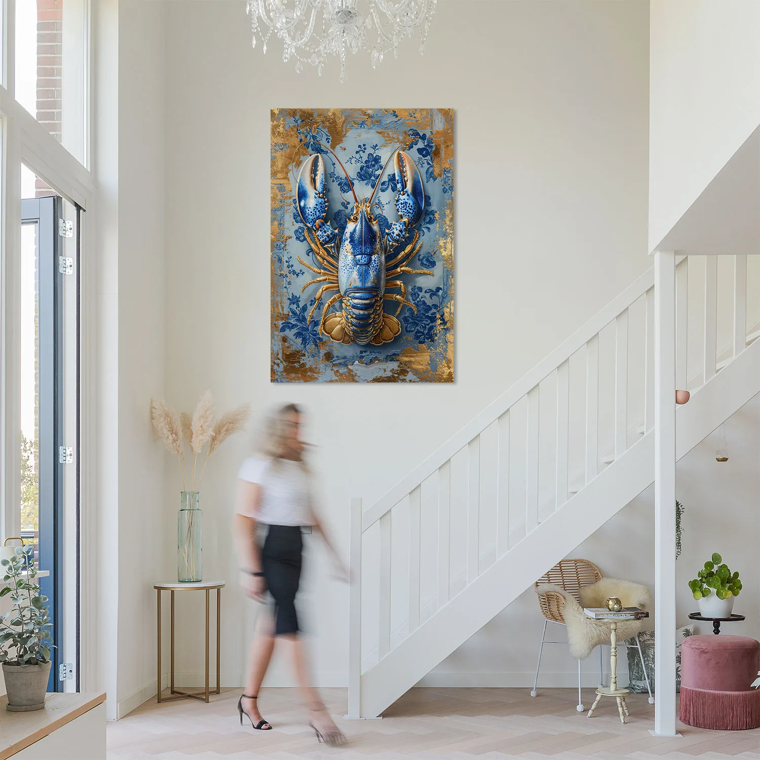 Lobster Delfts Blauw Painting - Afbeelding 5