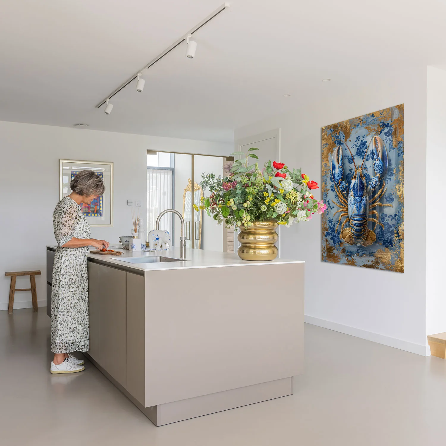 Lobster Delfts Blauw Painting - Afbeelding 7