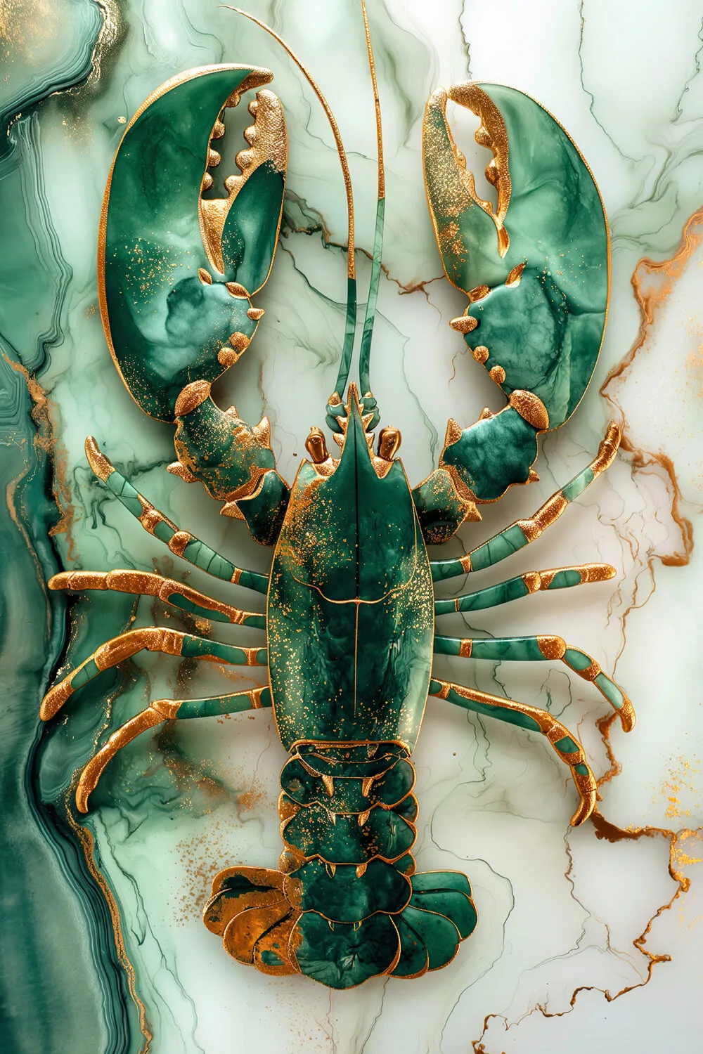 Lobster Luxe - Smaragd Groen op Marmer