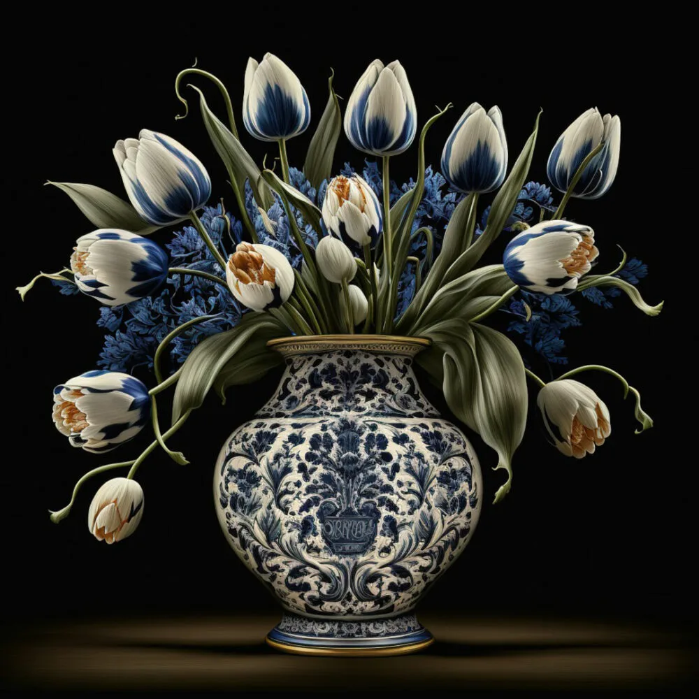 Delfts Blauw vaas met bloemen