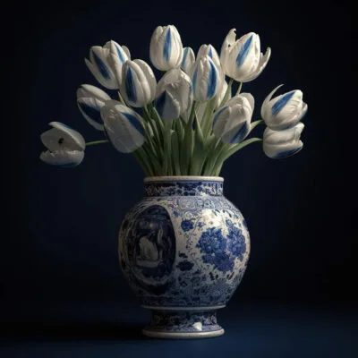 Delfts Blauwe Vaas met Tulpen #1 Delfts Blauwe Vaas met Tulpen #1