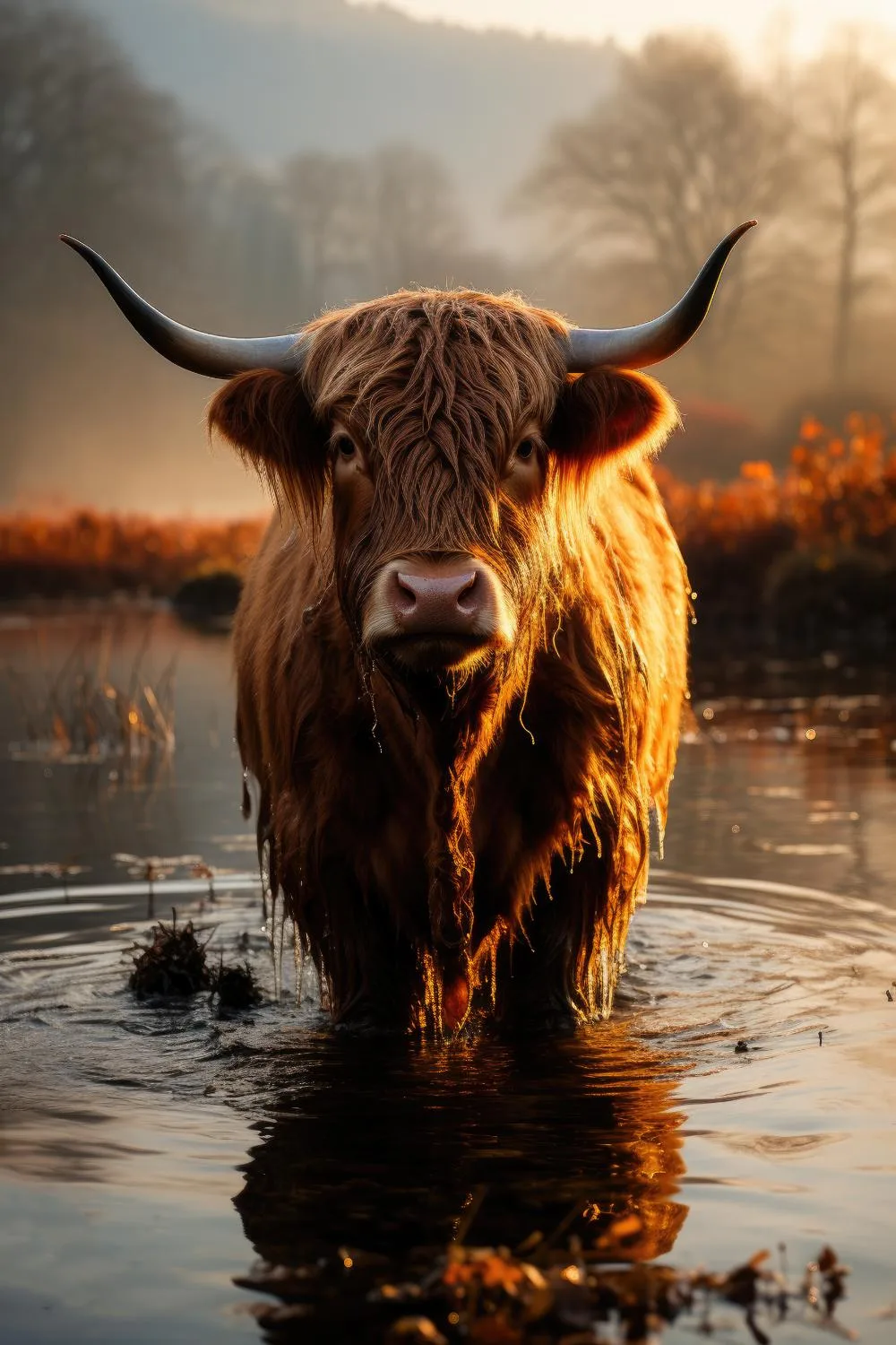 Highland Cow in Water Highland Cow in Water