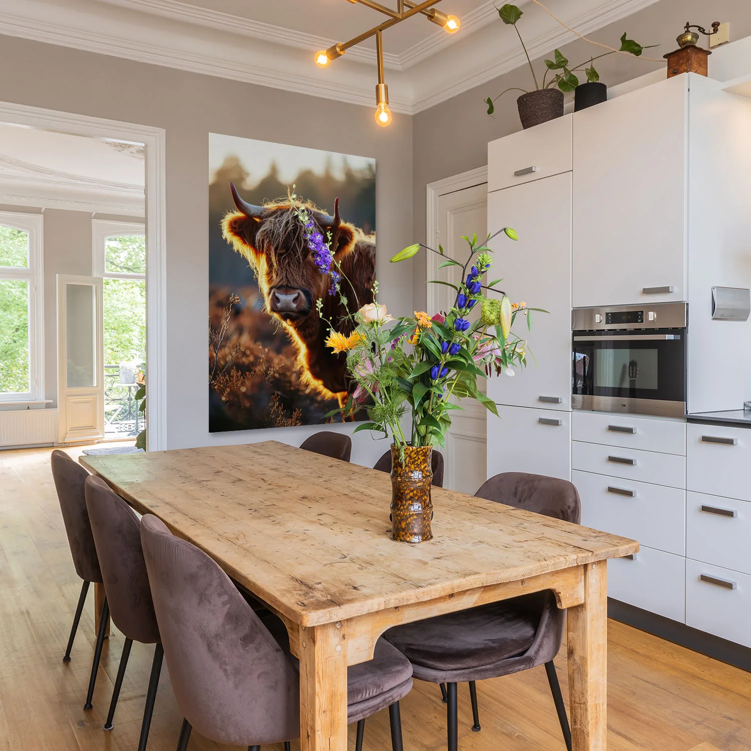 Schotse Hooglander Portret in Gouden Uur - Afbeelding 2