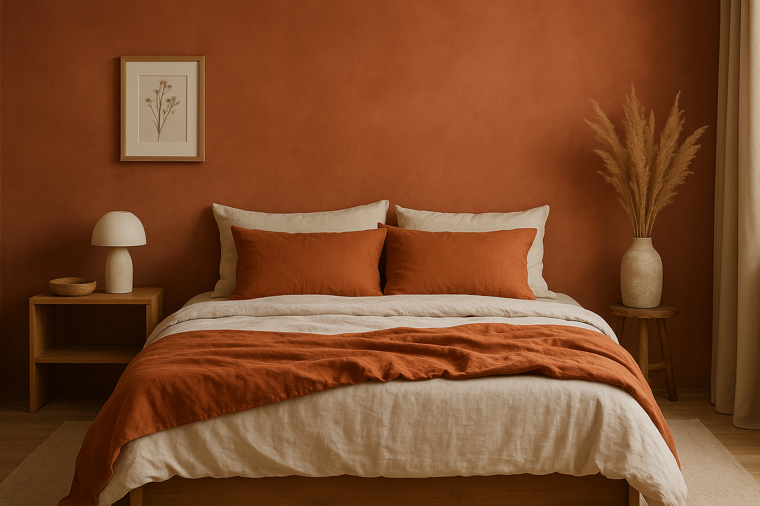Terracotta muur in de slaapkamer: warme combinaties met kunst terracotta muur slaapkamer